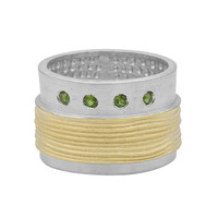 Anello placcato in oro con Diopside Russo