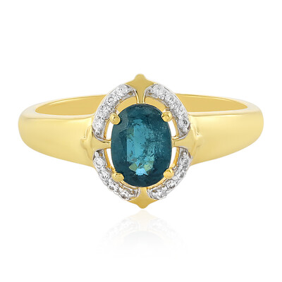 Anello in argento con Cianite Blu Foglia di Tè