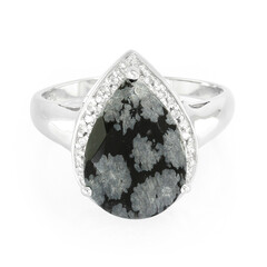 Anello in argento con Ossidiana Fiocco di Neve