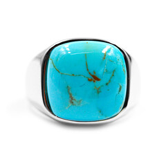 Anello da uomo in argento con Turchese Kingman Mohave Blu