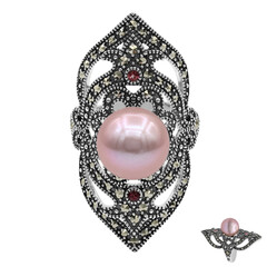 Anello in argento con Perla Ming