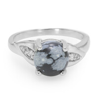 Anello in argento con Ossidiana Fiocco di Neve