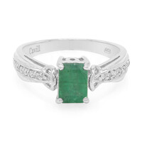 Anello placcato in platino con Smeraldo Bahia