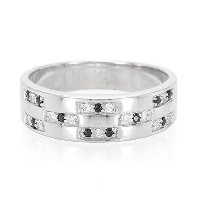 Anello in argento con Zaffiro Bianco e Spinello Nero