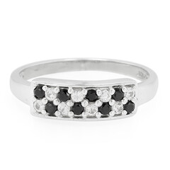 Anello in argento con Zaffiro Bianco e Spinello Nero