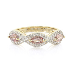 Anello in oro con Zaffiro Padparadscha (non riscaldato)
