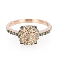Anello placcato in oro con Diamante Cioccolato