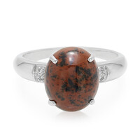 Anello in argento con Ossidiana Mogano