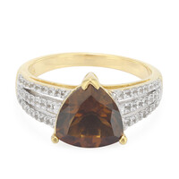 Anello placcato in oro con Quarzo Cognac