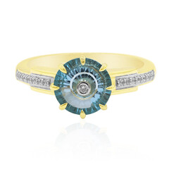 Anello in oro con Topazio Blu Svizzero (Glenn Lehrer)