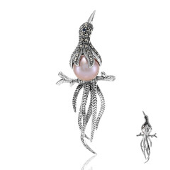 Spilla in argento con Perla Ming