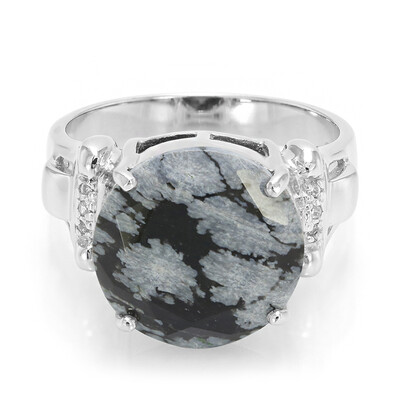 Anello in argento con Ossidiana Fiocco di Neve