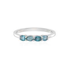 Anello in argento con Cianite Blu Foglia di Tè
