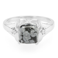 Anello in argento con Ossidiana Fiocco di Neve