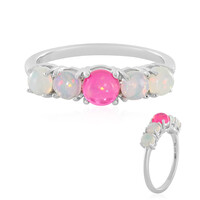 Anello in argento con Opale Rosa dell'Etiopia