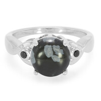 Anello in argento con Ossidiana Fiocco di Neve