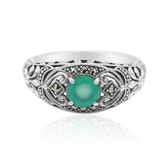 Anello in argento con Calcedonio Verde