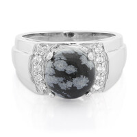 Anello da uomo in argento con Ossidiana Fiocco di Neve