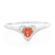 Anello placcato in platino con Zaffiro Padparadscha