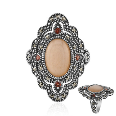 Anello in argento con Pietra di Luna Pesca (Annette classic)