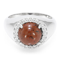 Anello in argento con Ossidiana Mogano