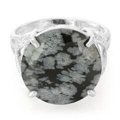 Anello in argento con Ossidiana Fiocco di Neve