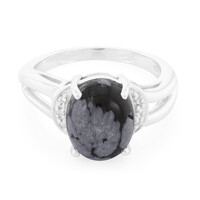 Anello in argento con Ossidiana Fiocco di Neve