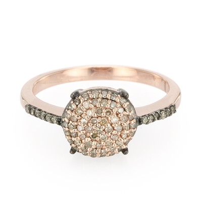 Anello placcato in oro con Diamante Cioccolato