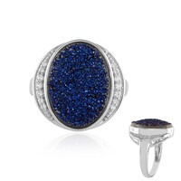 Anello in argento con Agata Glitter Blu