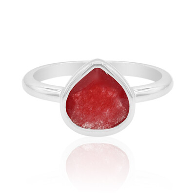 Anello in argento con Giada Rossa