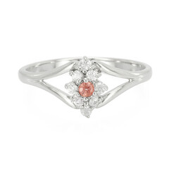 Anello placcato in platino con Zaffiro Padparadscha