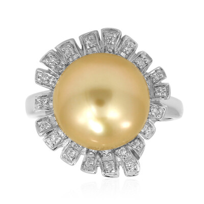 Anello in argento con Perla Dorata dei Mari del Sud Kabira (TPC)