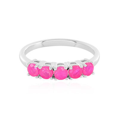 Anello in argento con Opale Rosa dell'Etiopia