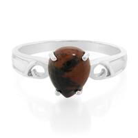 Anello da uomo in argento con Ossidiana Mogano
