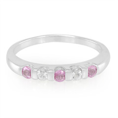 Anello in argento con Zaffiro Rosa Ceylon e Zaffiro Bianco