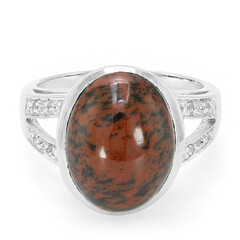 Anello in argento con Ossidiana Mogano