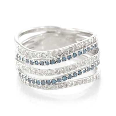Anello in argento con Diamante Blu