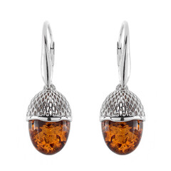Orecchini in argento con Ambra Baltica Cognac