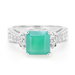 Anello in argento con Calcedonio Verde