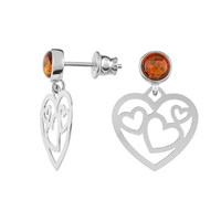 Orecchini in argento con Ambra Baltica Cognac