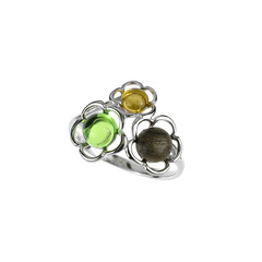 Anello in argento con Ambra Verde Colombiana