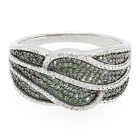 Anello in argento con Diamante Verde Smeraldo