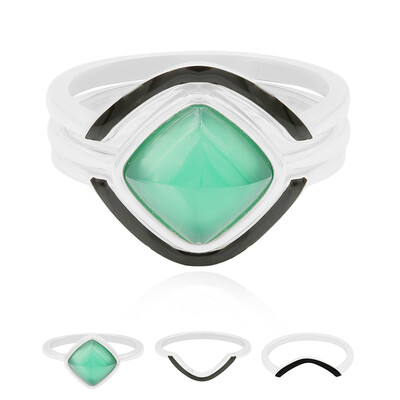 Anello in argento con Calcedonio Verde