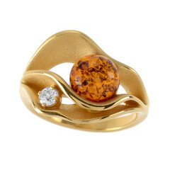 Anello in argento con Ambra Baltica Cognac
