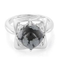 Anello in argento con Ossidiana Fiocco di Neve