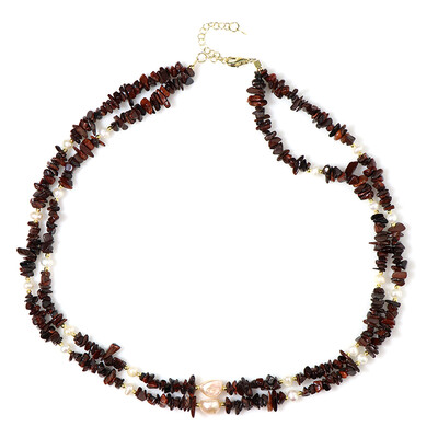 Collana in argento con Occhio di Tigre Rosso