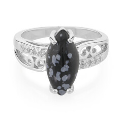 Anello in argento con Ossidiana Fiocco di Neve