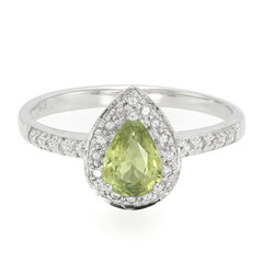 Anello in argento con Zaffiro Verde AAA
