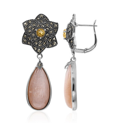 Orecchini in argento con Pietra di Luna Pesca (Annette classic)