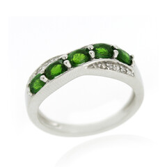 Anello in argento con Diopside Russo